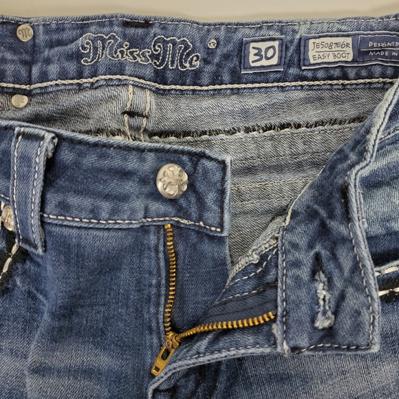 Miss Me easy boot cut JE5087E6R rhinestone embroidered bling jeans size 30 - Picture 7 of 16